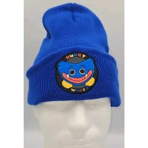 Poppy Playtime Huggy Wuggy Adult Beanie Hat Embroidered Patch OSFM Blue Knit